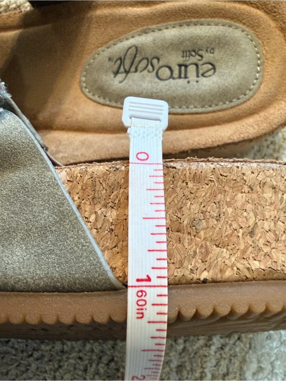 Eurosoft by Sofft. Taupe Slip-On Wedge Sandals for Women. Size 8. - Picture 6 of 6